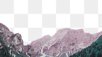 Aesthetic mountain landscape png border, transparent background