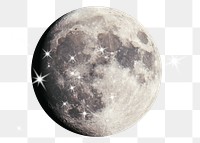 Sparkly moon png sticker, space aesthetic remixed media on transparent background