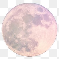 Pink moon png collage element, galaxy aesthetic on transparent background