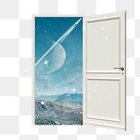 Png portal to space door clipart, surrealism art on transparent background