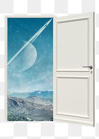 Png portal to space door clipart, surrealism art on transparent background