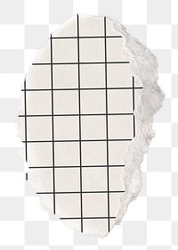 Torn grid paper png sticker, textured collage element on transparent background