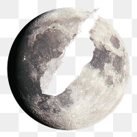 Ripped paper moon png clipart, space aesthetic on transparent background