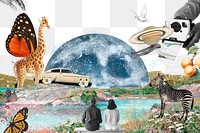 Aesthetic galaxy png collage, transparent background, surrealism art