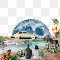 Aesthetic galaxy png collage, transparent background, surrealism art