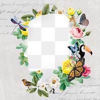 Aesthetic floral png portrait frame, surreal collage art, transparent background