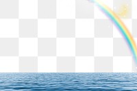 Rainbow ocean png border, transparent background, nature aesthetic collage