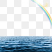 Rainbow ocean png border, transparent background, nature aesthetic collage