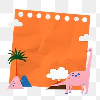 PNG animal paper craft border, crumpled orange note, copy space shape collage element, transparent background