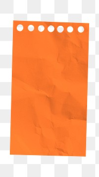 PNG orange crumpled paper, stationery collage element, transparent background