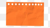 Orange notepaper png, crumpled texture, stationery clipart, transparent background
