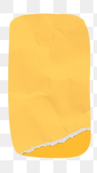 PNG yellow crumpled paper, stationery collage element, transparent background