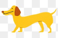 Dog png, yellow dachshund paper craft clipart, transparent background