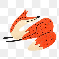 Fox png, paper craft wild animal clipart, transparent background