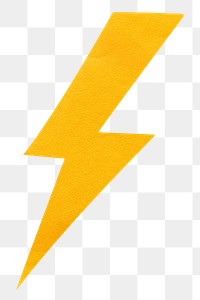 PNG yellow lightning paper craft, storm collage element, transparent background