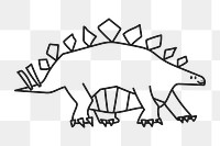 Dinosaur doodle png, stegosaurus collage element, transparent background