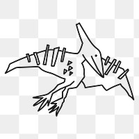 Pterodactyl png, dinosaur doodle animal clipart, transparent background