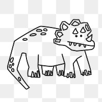 Doodle triceratops png, dinosaur collage element, transparent background