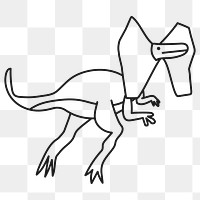 Dinosaur png, outline dilophosaurus clipart, transparent background