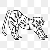 PNG tiger doodle, animal collage element, transparent background