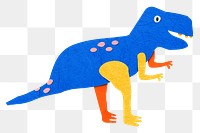 T-Rex png, blue paper craft, dinosaur clipart, transparent background