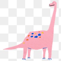 Pink dinosaur png, brachiosaurus paper craft clipart, transparent background