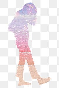 Aesthetic woman png silhouette clipart, walking gesture