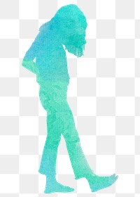 Aesthetic woman png silhouette watercolor clipart, walking gesture