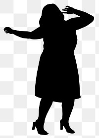 Plus size woman png silhouette clipart, self-confidence concept