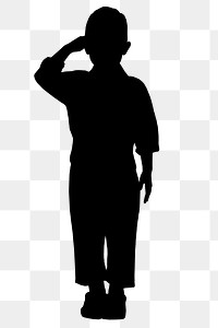 Boy, black png silhouette clipart, salute gesture
