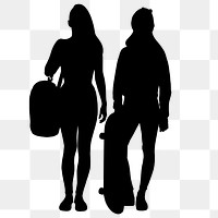 Female couple silhouette png sticker, transparent background