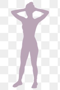 Woman exercising png silhouette clipart, fitness routine concept