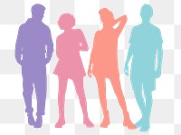 Pastel people png silhouette sticker, transparent background
