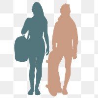Female couple png silhouette sticker, transparent background