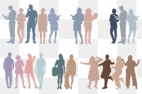 People png pastel silhouette sticker, transparent background