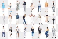 People png sticker watercolor illustration, transparent background