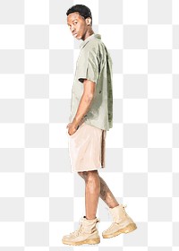 Teenage boy png cut out, street fashion, watercolor illustration, full body on transparent background
