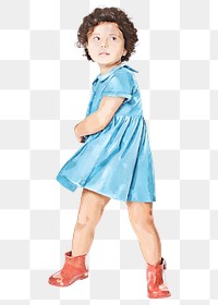 Little girl png standing, toddler fashion, watercolor illustration, full body, transparent background