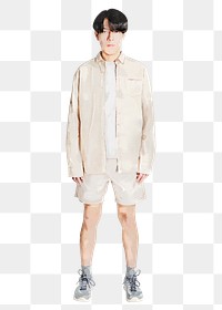 Men's street fashion png, watercolor illustration, full body on transparent background