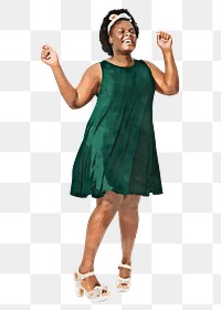 Black woman png dancing, watercolor illustration, full body gesture, transparent background 
