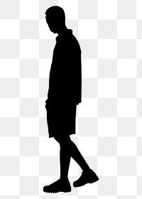 Man walking png silhouette, body gesture illustration, transparent background