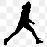 Man jumping png sticker, black silhouette graphic