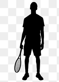 Male tennis player png silhouette, sport concept illustration, transparent background