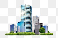 City skyline png sticker, office buildings & skyscrapers, transparent background