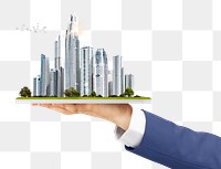 Big business png, city skyline, transparent background