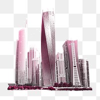 Aesthetic skyscrapers png, transparent background