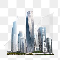 Office buildings png sticker, skyline & skyscrapers, transparent background