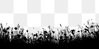 Grass silhouette png border, black botanical graphic, transparent background