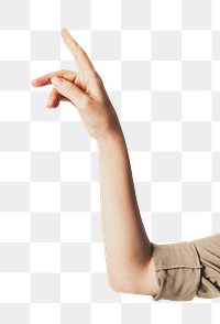 Woman pointing png sticker, transparent background