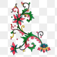 Oriental flower png sticker, Chinese decorative design element on transparent background